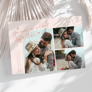 Tarjeta De Agradecimiento Tarro de Bodas Inolvidable Peach Multi Foto