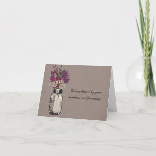 Tarjeta De Agradecimiento Tarro de Mason lleno de flores silvestres