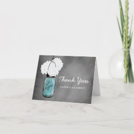 Tarjeta De Agradecimiento Tarro de Mason Pizarra con Hortensias Blancas