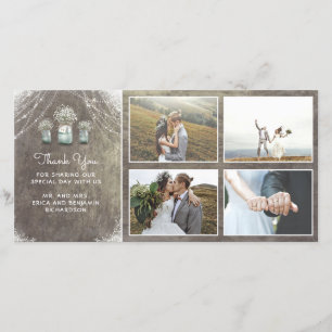 Tarjeta De Agradecimiento Tarros de albañil y boda rústica de la respiración