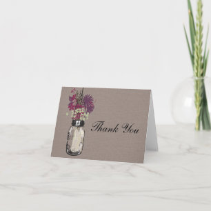 Tarjeta De Agradecimiento Tarros de Mason llenos de flores silvestres