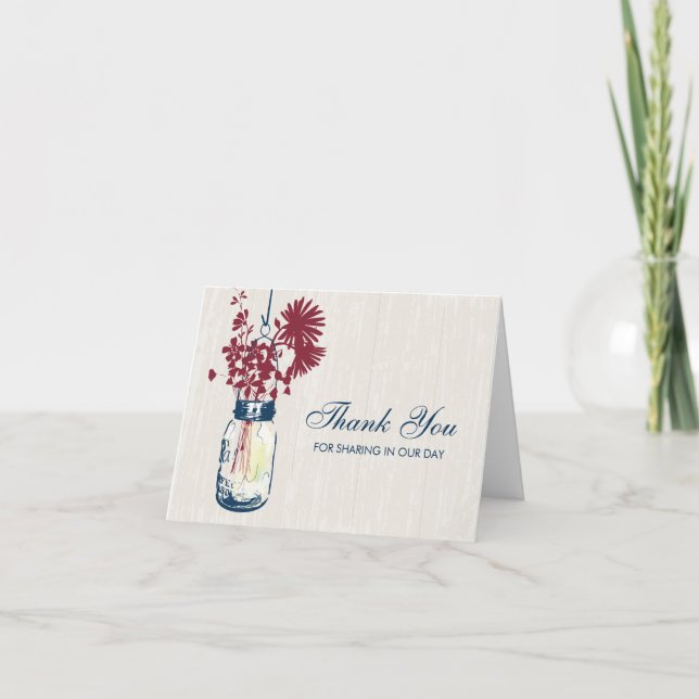 Tarjeta De Agradecimiento Tarros de Mason llenos de flores silvestres (Anverso)