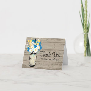 Tarjeta De Agradecimiento Tarros de Mason Rústicos y Flores Silvestres
