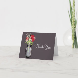 Tarjeta De Agradecimiento Tarros de Mason y Flores Silvestres Gracias