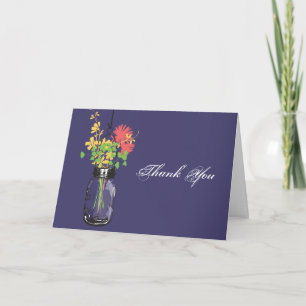 Tarjeta De Agradecimiento Tarros Mason y Flores Silvestres