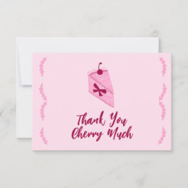 Tarjeta De Agradecimiento Tarta de Cereza Rosa Volante Llamada de Boda 