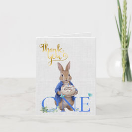 Tarjeta De Agradecimiento Tarta de cumpleaños clásica de conejo Gracias