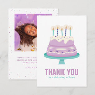 Tarjeta De Agradecimiento Tarta de cumpleaños dulce fiesta de niños