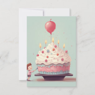 Tarjeta De Agradecimiento Tarta de cumpleaños, helado, cumpleaños