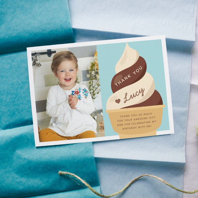 Tarjeta De Agradecimiento Tarta De Cumpleaños Infantil De Helado De Chocolat (Subido por el creador)