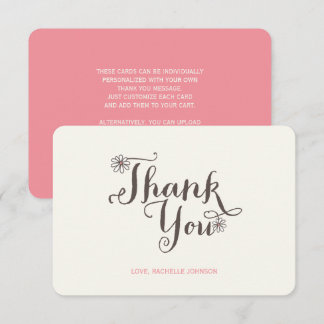 Tarjeta De Agradecimiento Tarta Rosa Dulce Flores Blancas Cumpleaños 1 Niña