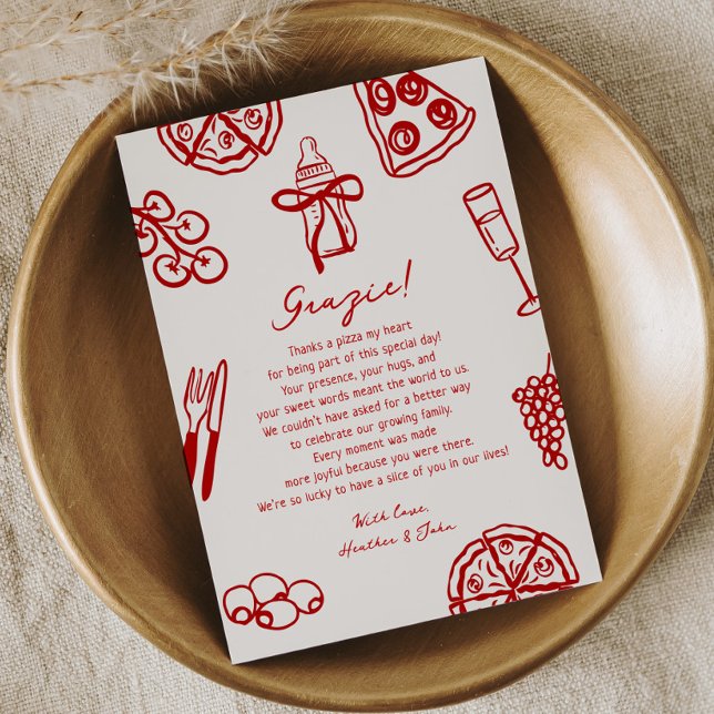 Tarjeta De Agradecimiento Tarta Tarta Bebe Pizza Bebe Shower Grazie (Subido por el creador)
