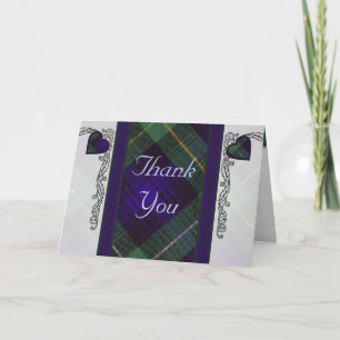 Tarjeta De Agradecimiento Tartan & corazones - Gracias - Campbell de Argyll