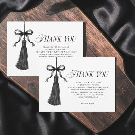 Tarjeta De Agradecimiento Tassel Black Bow Graduation Party Simple