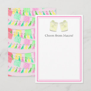 Tarjeta De Agradecimiento Tassel Personalizado Papel Picado Rosa Verde Fiest