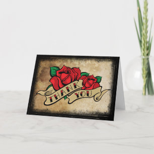 Tarjeta De Agradecimiento Tatuaje Rosa Gracias