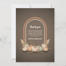 Tarjeta De Agradecimiento Taupe Boho Arch Pumpkin Fall Baby Shower Gracias