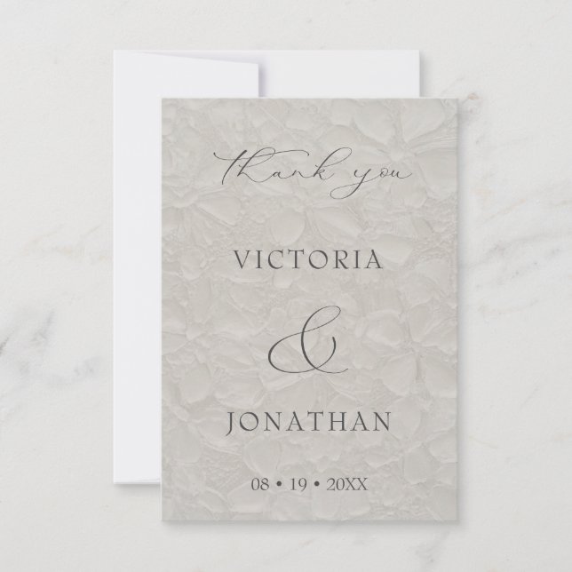 Tarjeta De Agradecimiento Taupe Elegant Script Photo Boda (Anverso)
