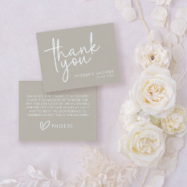 Tarjeta De Agradecimiento Taupe Minimalista guión ducha de novia plana