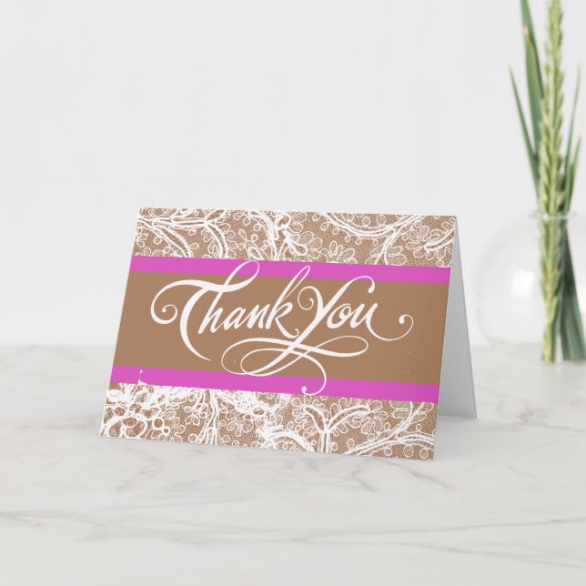 Tarjeta De Agradecimiento Taupe y Lavender Boda Gracias (Anverso)