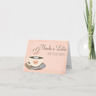 Tarjeta De Agradecimiento Taza de café con corazón de monograma sonrojado ag
