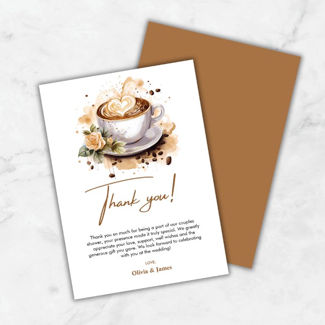 Tarjeta De Agradecimiento Taza de café La mezcla perfecta para parejas de bo (The Perfect Blend Coffee Wedding Couples Shower Thank You Card )