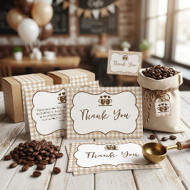 Tarjeta De Agradecimiento Taza de café Little Bean - Gingham marrón