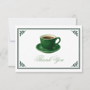 Tarjeta De Agradecimiento Taza de café verde, baby shower, elegante agradeci