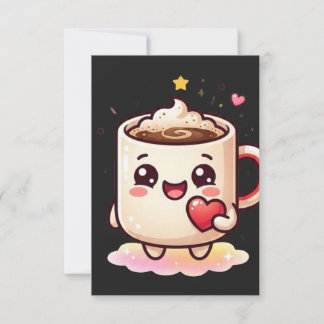 Tarjeta De Agradecimiento Taza de Chocolate Caliente Kawaii con Vector de Co
