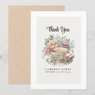Tarjeta De Agradecimiento Taza de té floral victoriana vintage para fiesta d