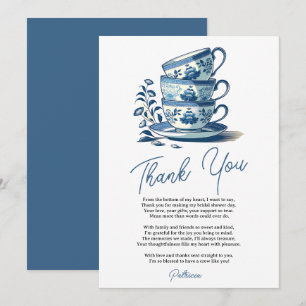 Tarjeta De Agradecimiento Tazas de té apiladas azules de Chinoiserie para de