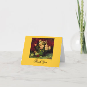 Tarjeta De Agradecimiento Tazón con Peonías y Rosas, Vincent van Gogh