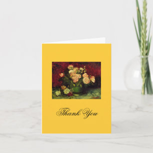 Tarjeta De Agradecimiento Tazón con Peonías y Rosas, Vincent van Gogh
