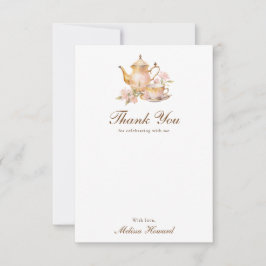 Tarjeta De Agradecimiento Té Alto Pastel Dorado Despedida de Soltera
