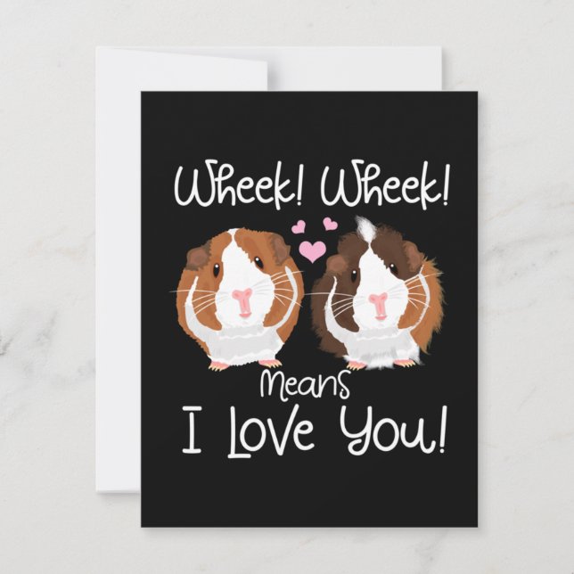 Tarjeta De Agradecimiento Te Amo Guinea Pig Cavy Roddent (Anverso)