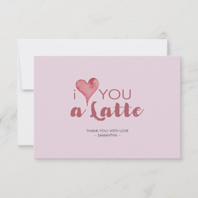 Tarjeta De Agradecimiento Te amo Latte Valentine Gracias (Anverso)