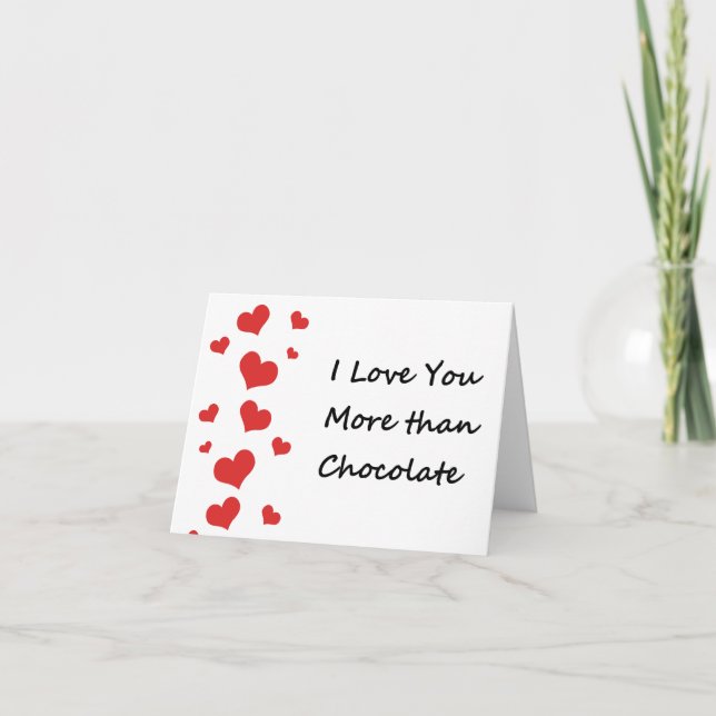 Tarjeta De Agradecimiento Te Amo Más Que Valentine De Chocolate (Anverso)