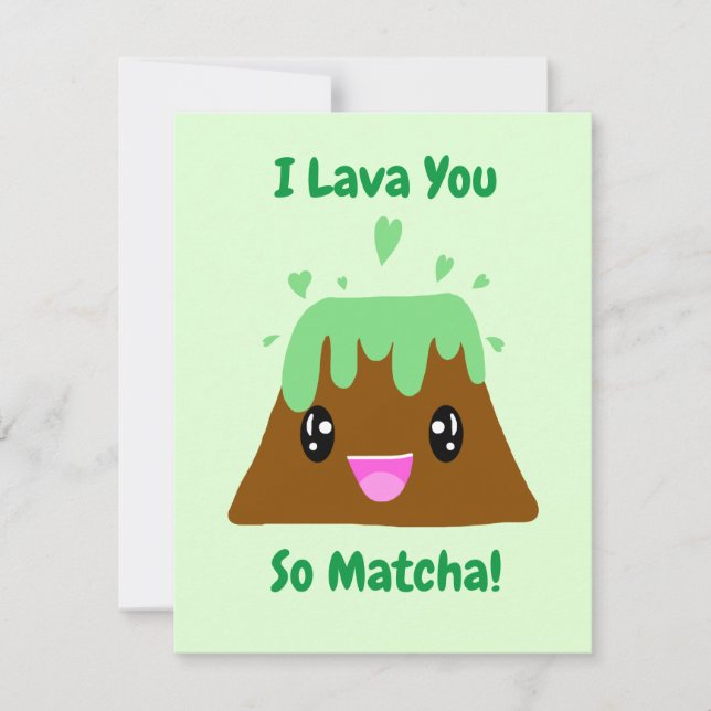 Tarjeta De Agradecimiento Te Amo Tanto Matcha Kawaii Té Verde Amor (Anverso)