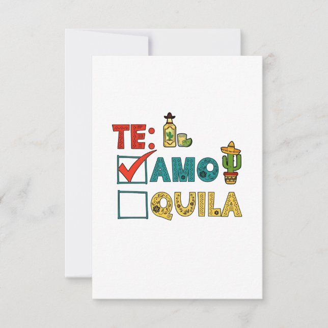 Tarjeta De Agradecimiento Te Amo Tequila Cinco De Mayo Divertido  (Anverso)