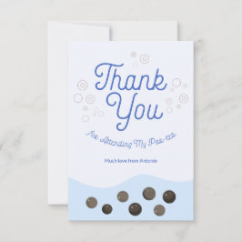Tarjeta De Agradecimiento Té de burbujas azul de ajolote adorable para niños