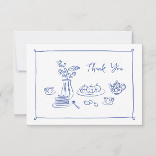 Tarjeta De Agradecimiento Té de novia dibujado a mano con garrapatas grises