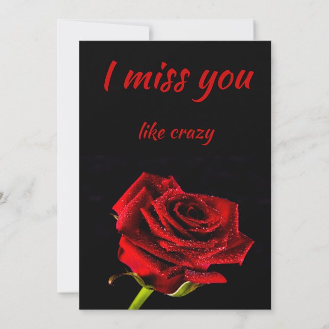 Tarjeta De Agradecimiento Te echo de menos como una loca rosa roja romántica (Anverso)