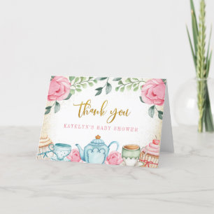 Tarjeta De Agradecimiento Té Fiesta acuarela Floral 