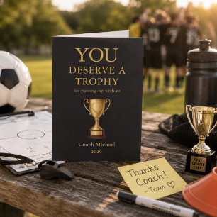 Tarjeta De Agradecimiento Te Mereces un Trofeo Divertido Entrenador Elegante
