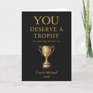 Tarjeta De Agradecimiento Te Mereces un Trofeo Divertido Entrenador Elegante