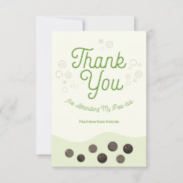 Tarjeta De Agradecimiento Té Par-tea Verde de Boba con Ajolote Adorable para