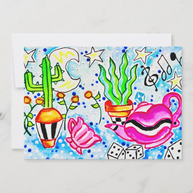 Tarjeta De Agradecimiento Té Rosa & Cactus (Anverso)
