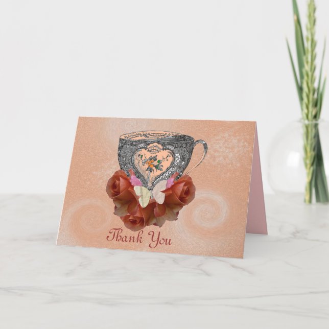 Tarjeta De Agradecimiento Té y Rosas (Anverso)
