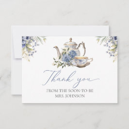 Tarjeta De Agradecimiento Tea Fiesta Blue Floral acuática Bridal Shower