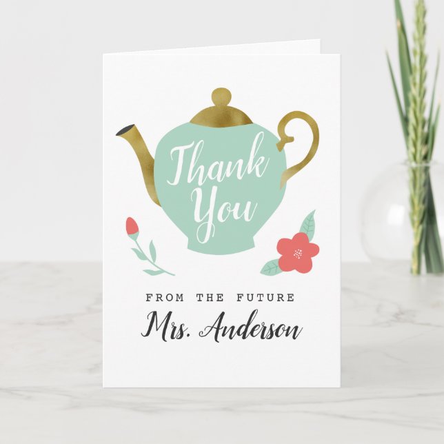 Tarjeta De Agradecimiento Tea Fiesta Bridal Shower (Anverso)